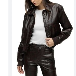 Hudson Waterproof Faux Leather Aviator Jacket S NWT